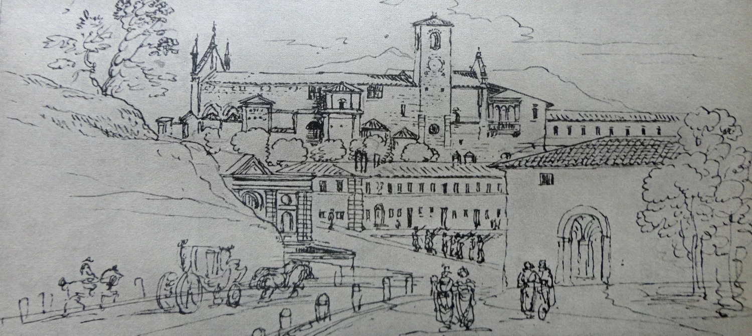Pietro Ronzoni - Complesso di Sant'Agostinono, veduta meridionale dal Baluardo di San Michele, Università degli Studi, Bergamo
